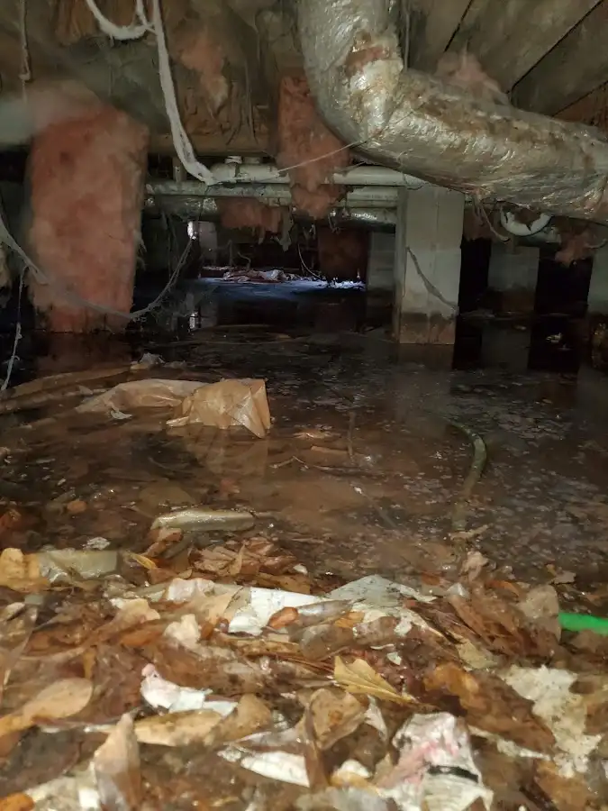 Crawl space flood assessment for Commercial Water Damage Restoration in East Milton